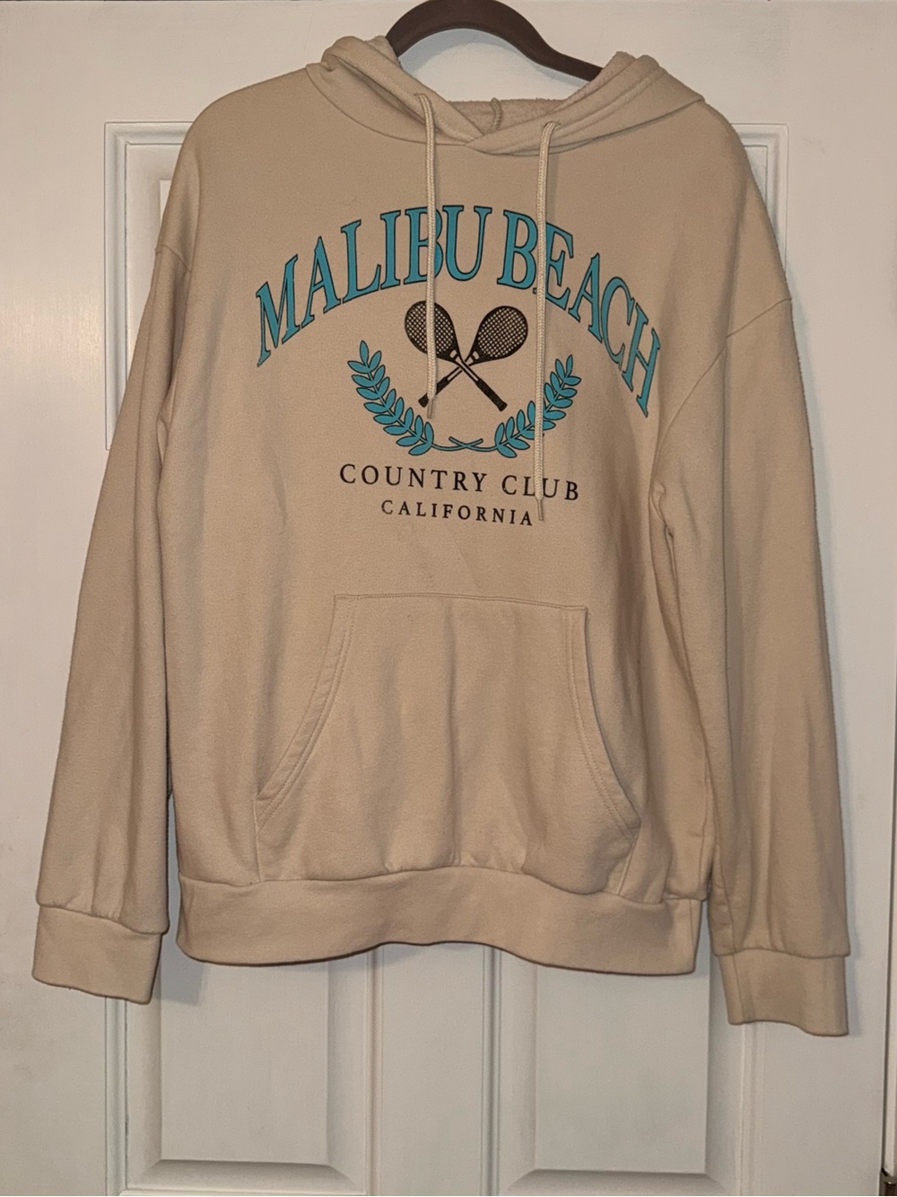 Malibu Beach Graphic Hoodie - Cream